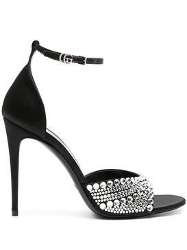 Black 100 Crystal-Embellished Sandals