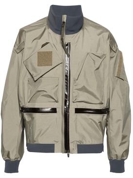 Green Zip-Pocket Bomber Jacket