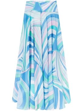 Blue Iride Print Maxi Skirt