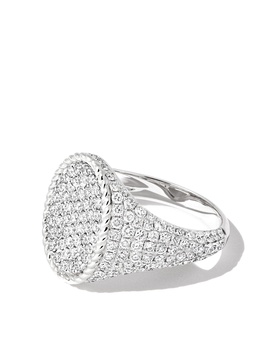 18K white gold Chevaliere diamond signet ring