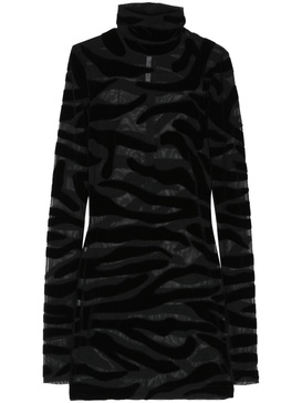 Black Tiger Print Velvet Mini Dress