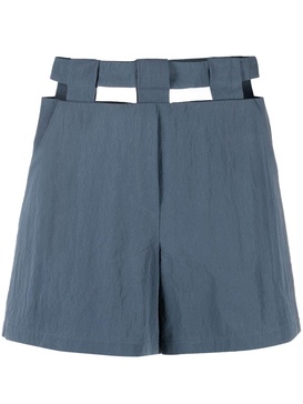 Blue Cut-Out High Waist Shorts