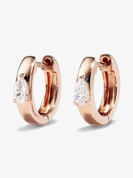 18K Rose Gold diamond huggie earrings