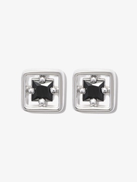 18kt white gold Inlay sapphire stud earrings