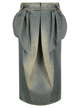 Maison Margiela Pleated Midi Denim Skirt