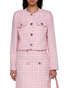 Versace Checked Button-Up Cropped Jacket