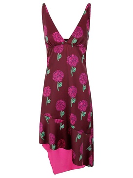 Versace Jeans Couture Floral-Printed V-Neck Sleeveless Dress