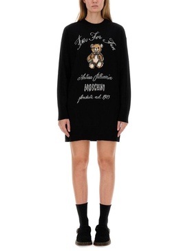 Moschino Logo Intarsia Knit Dress