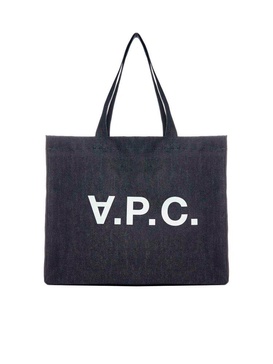 A.P.C. Logo Printed Denim Tote Bag