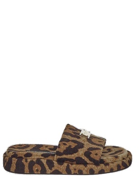 Dolce & Gabbana Leopard-Printed Slip-On Fleece Slippers