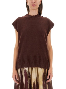 Uma Wang Frayed Knitted Sleeveless Top