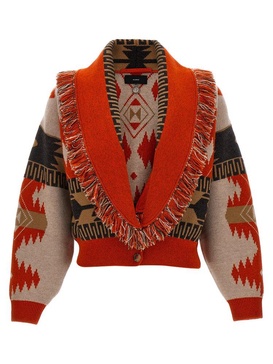 Alanui Icon Jacquard Pattern Fringed Cardigan