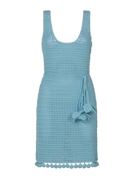 Burberry Crochet-Knit Belted-Waist Sleeveless Dress