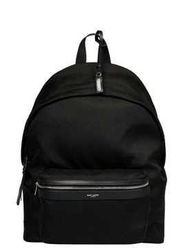 Black Leather-Trim City Backpack for Men from Saint Laurent