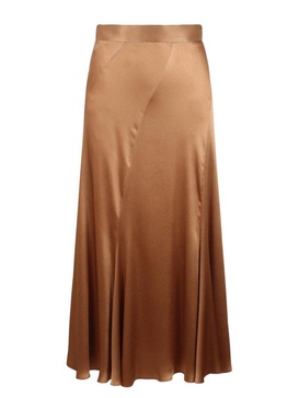 Alberta Ferretti Pleated Satin Skirt