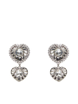 Alessandra Rich Heart Motif Embellished Drop Earrings