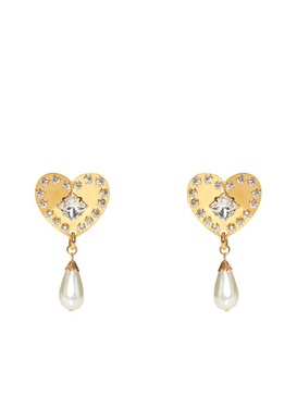 Alessandra Rich Heart-Motif Embellished Clip-On Earrings