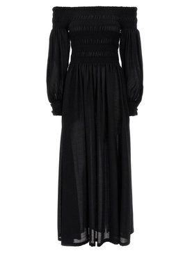 Max Mara Manu Off-Shoulder Pleated Dress