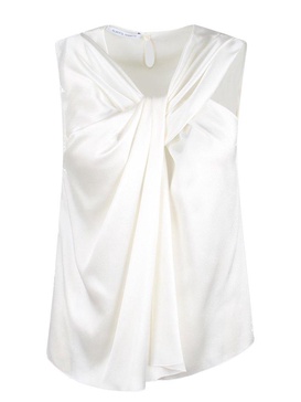 Alberta Ferretti Sleeveless Gathered Satin Blouse