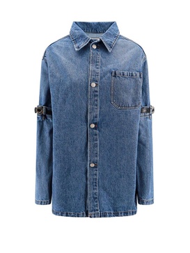 Coperni Logo Plaque Belted-Detail Denim Shirt