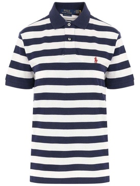 Slim Fit Horizontal Striped Polo - 001 Newport Navy White / S