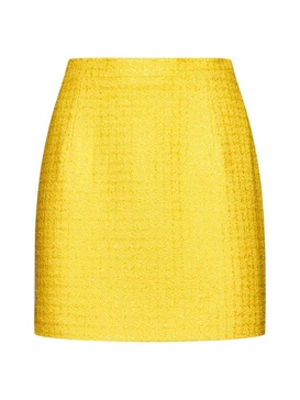 Alessandra Rich High-Waist Checked Tweed Mini Skirt