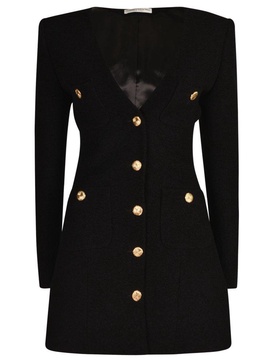 Alessandra Rich V-Neck Buttoned Blazer Dress