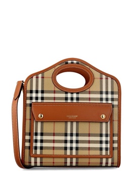 Burberry Hollow-Handle Checkered Mini Tote Bag