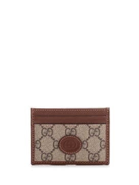 Leather-Trimmed Monogrammed Coated-Canvas Cardholder