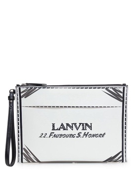 Lanvin Logo-Printed Zipped Clutch Bag