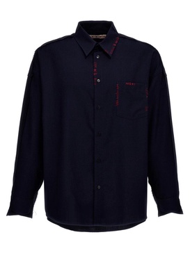 Cool Wool Shirt With Contrast Stitching