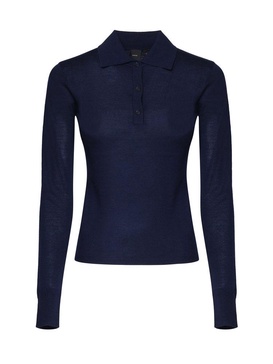 Pinko Liquoroso Long-Sleeved Knitted Polo Shirt