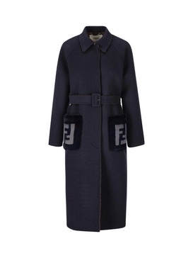 Fendi Double-Breasted Midi Straight Cut Coat