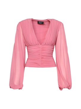 Blumarine Pleated Long-Sleeved Blouse