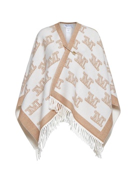 Max Mara All-Over Logo Patterned Fringed Cape