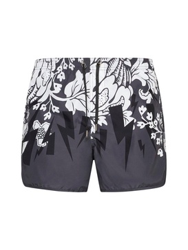 Neil Barrett Graphic Printed Elastic Waist Swim Shorts