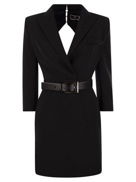 Elisabetta Franchi Robe Manteau In Crepe With Cut Out Back