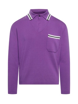 Palm Angels Long-Sleeved Track Knit Polo Shirt