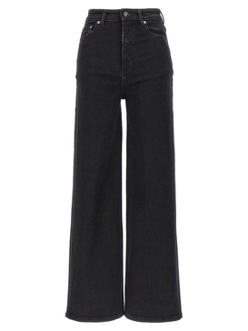 Ganni Logo Patch Wide-Leg Jeans