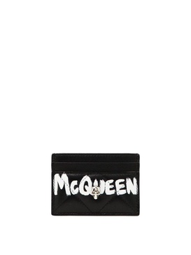 Skull Alexander McQueen card holder in quilted leather