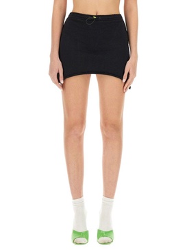 Barrow High Waist Curved Hem Mini Skirt