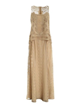 Alberta Ferretti Lace Detailed Sleeveless Long Derss