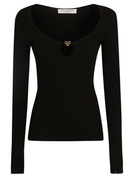 Philosophy Di Lorenzo Serafini Logo-Plaque Plunging V-Neck Knitted Top