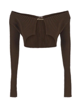 Jacquemus Ribbed Knit Cropped Cardigan