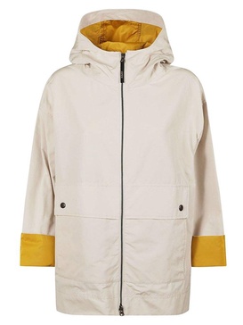 White Cotton Bomber Jacket with Yellow Accents