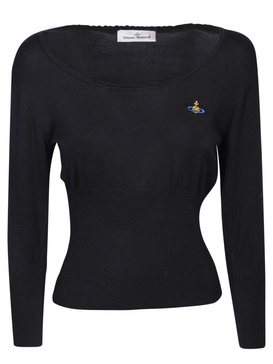 Vivienne Westwood Orb-Embroidered Scoop Neck Knitted Jumper