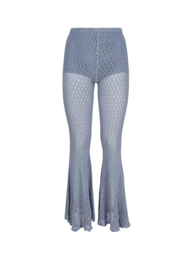 Blumarine Crochet-Knit Scallop-Edge Flared Pants