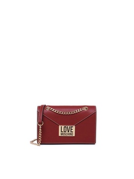 Love Moschino Logo-Plaque Foldover Top Chained Shoulder Bag