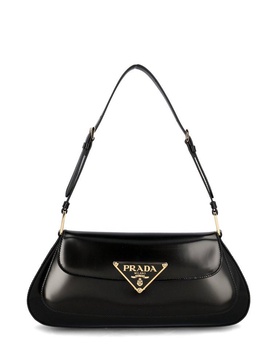 Prada Cleo Logo Plaque Shoulder Bag