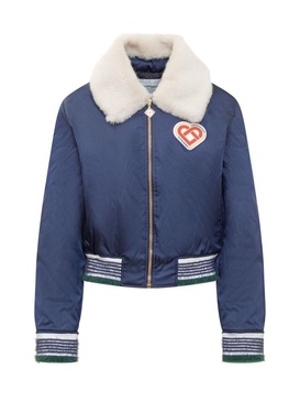 Casablanca Logo-Patch Faux Fur-Collar Bomber Jacket